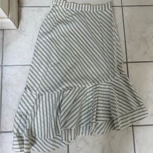 Joie Striped White and Black Midi Skirt